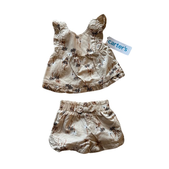 NWT Carters NB Summer Tank and Shorts Tropical Palm Trees Newborn - Picture 1 of 3
